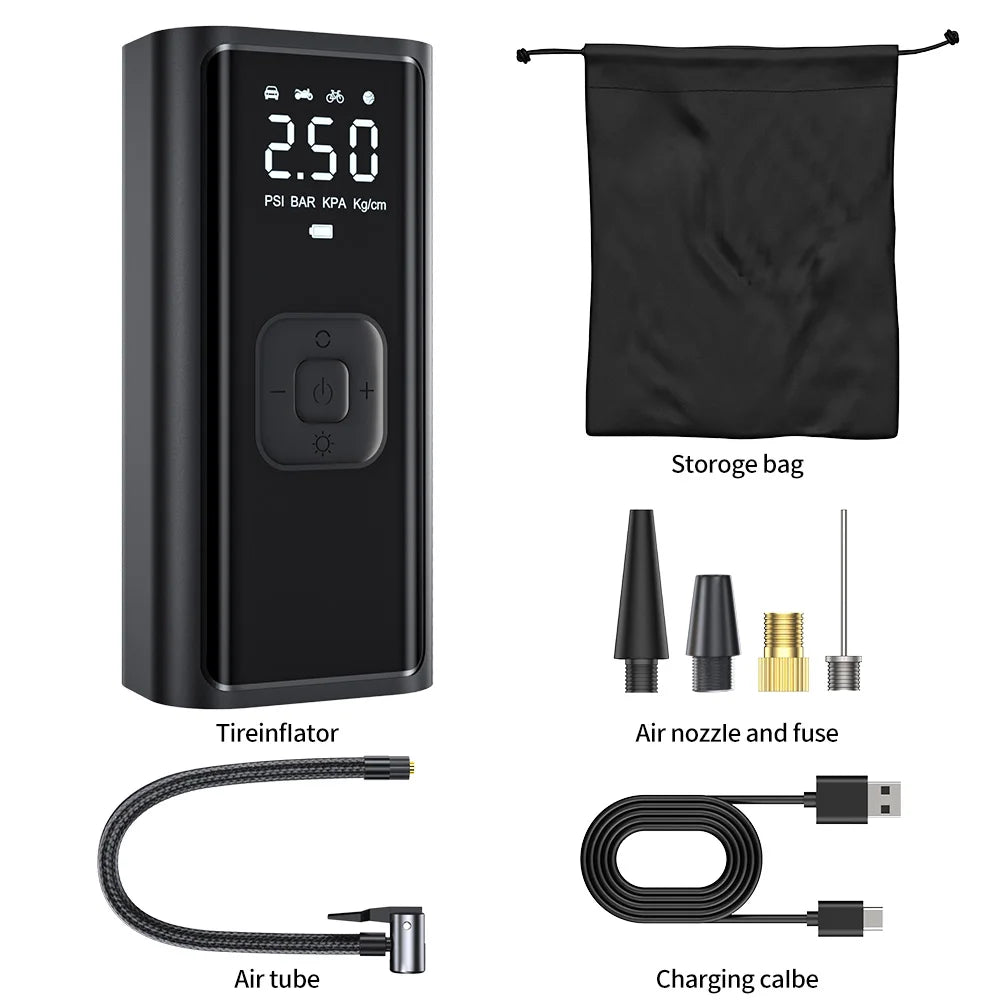YIJU Wireless Air Pump 150Psi Portable Electric Tire Inflator for Car Bicycle Motorcycle Mini Air Compressor Tire Air Injector